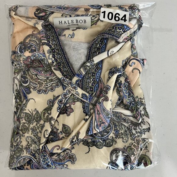 Hale Bob Los Angeles Womens S Paisley Blouson Sleeve  Amata Top Tie Neck Blouse - Picture 15 of 15